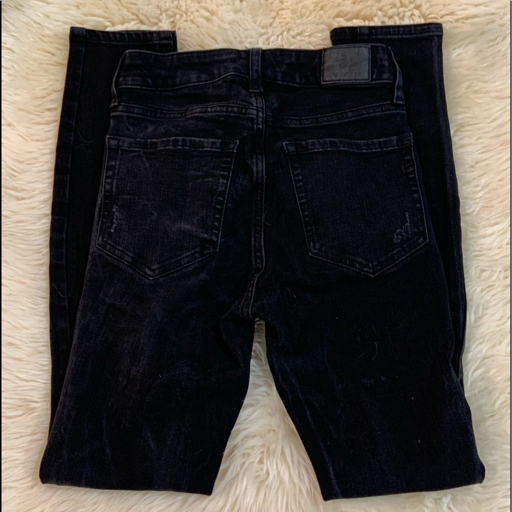 Aeropostale High Rise Jegging Black Destroyed Skinny Jeans Womens Size 0 Reg - Picture 3 of 5